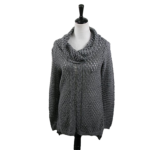 Maurices Gray Open Knit Cowl Neck Tunic Sweater Size Large
